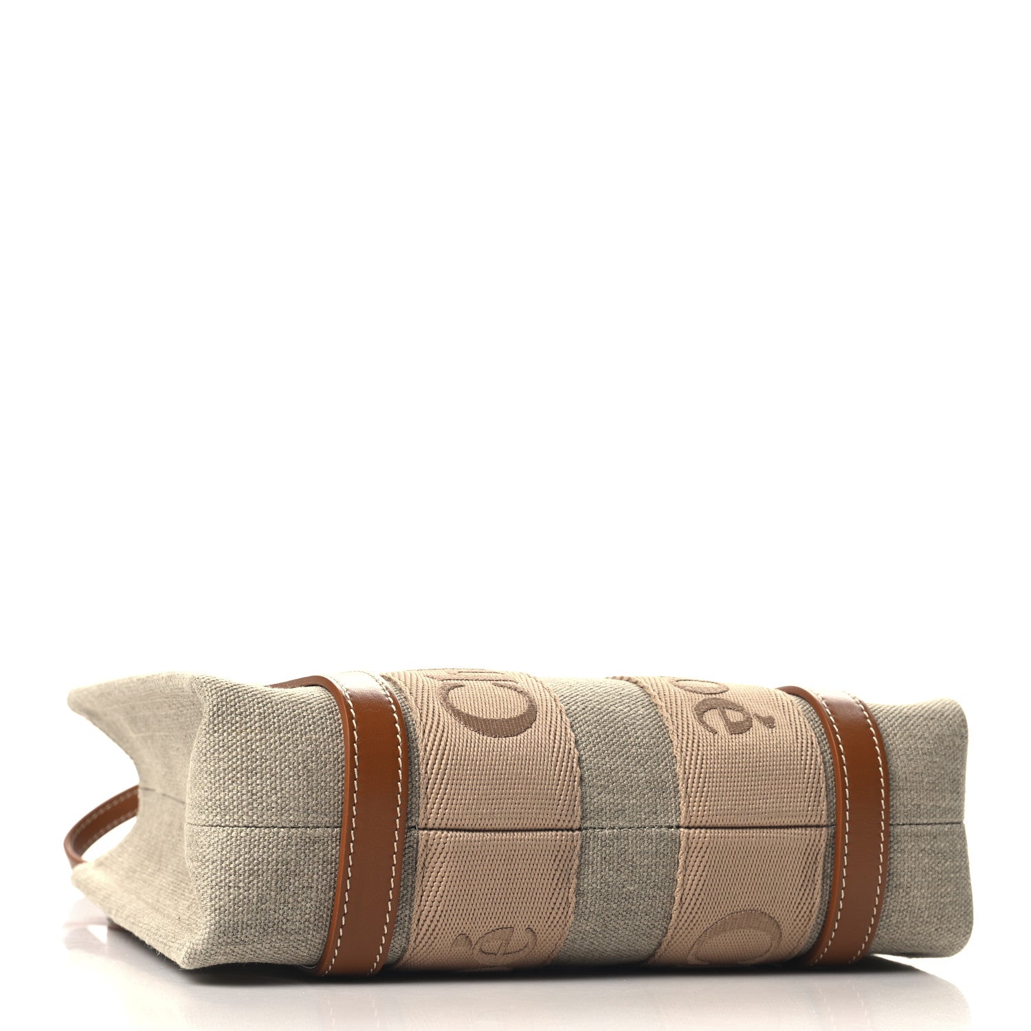 Chloe Linen Calfskin Small Woody Ribbon Tote With Strap Soft Tan 4 of 9