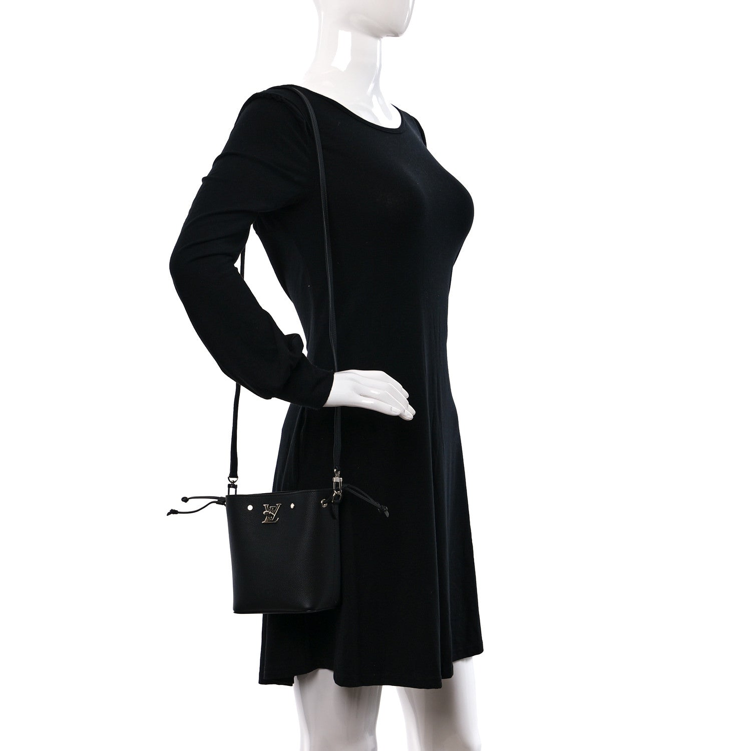 Louis Vuitton Calfskin Nano Lockme Bucket Black 2 of 8