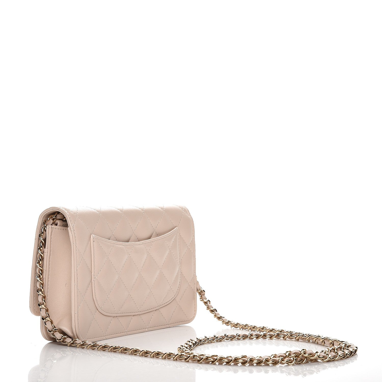 Chanel Lambskin Quilted Wallet On Chain WOC Beige Clair 3 of 8