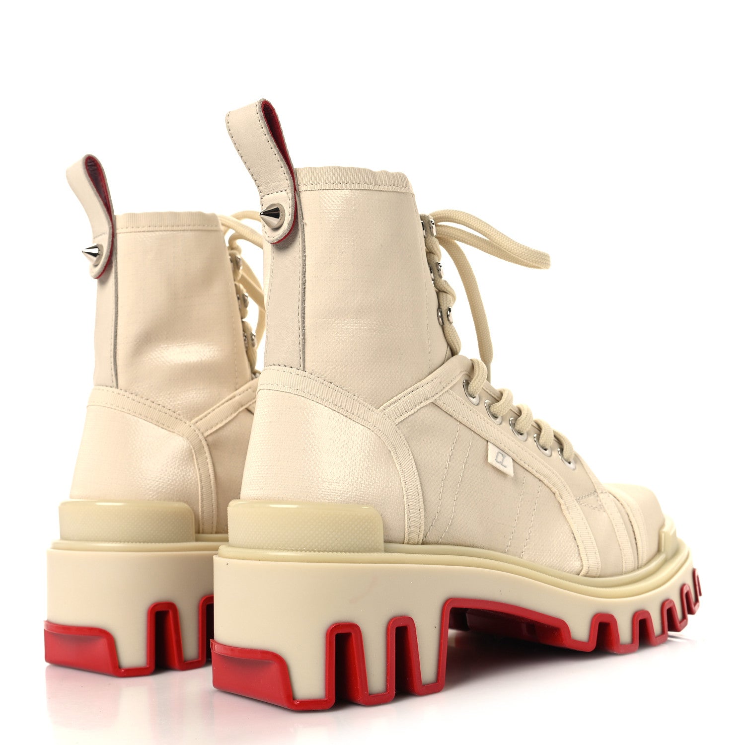 Christian Louboutin Toile Enduite Calfskin Womens Panaroot Dune Donna Flat Boots 36.5 Natural 5 of 10
