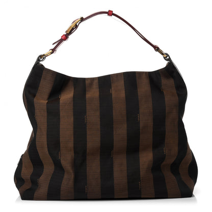 Fendi Pequin Cuoio Vegetale Large Hobo Tobacco Rosso Black 1 of 4