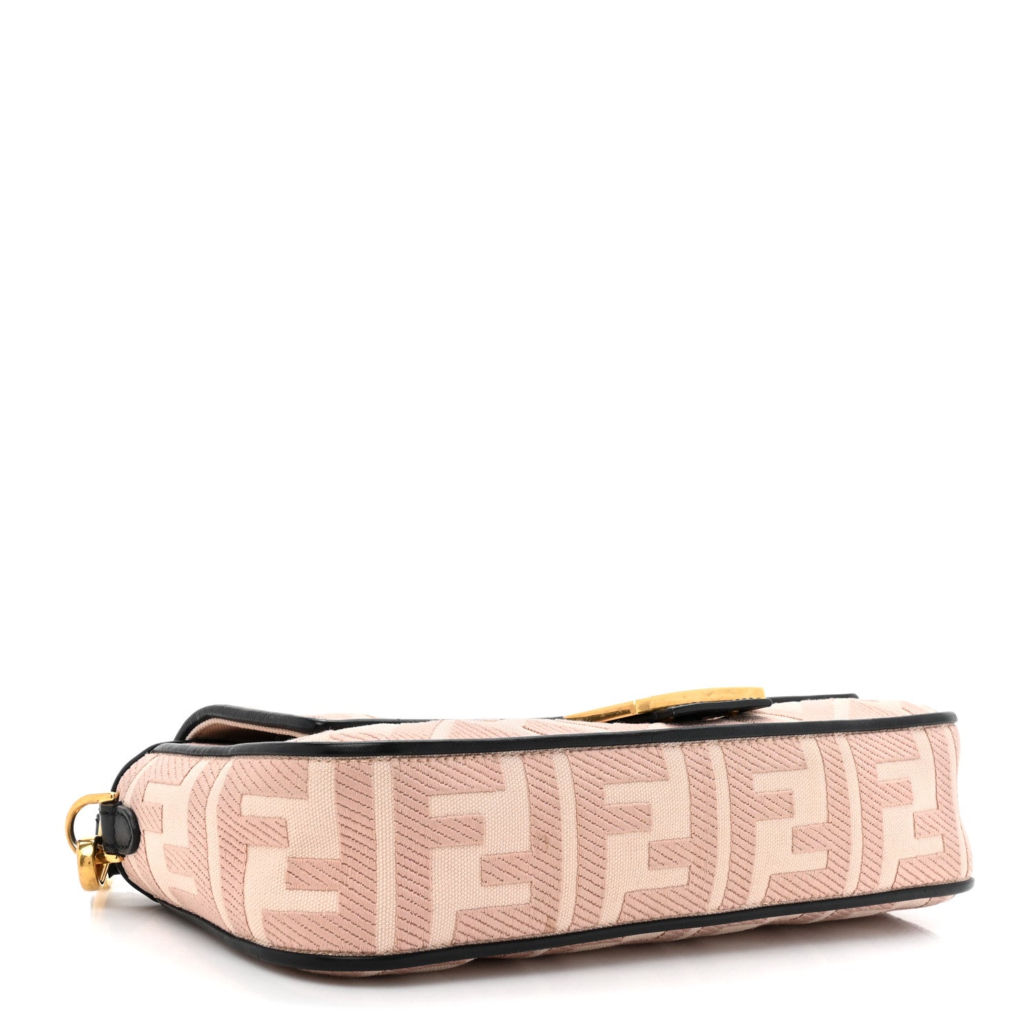 Fendi Canvas Vitello King FF Embroidered Baguette Rosa Quarzo Black 4 of 10