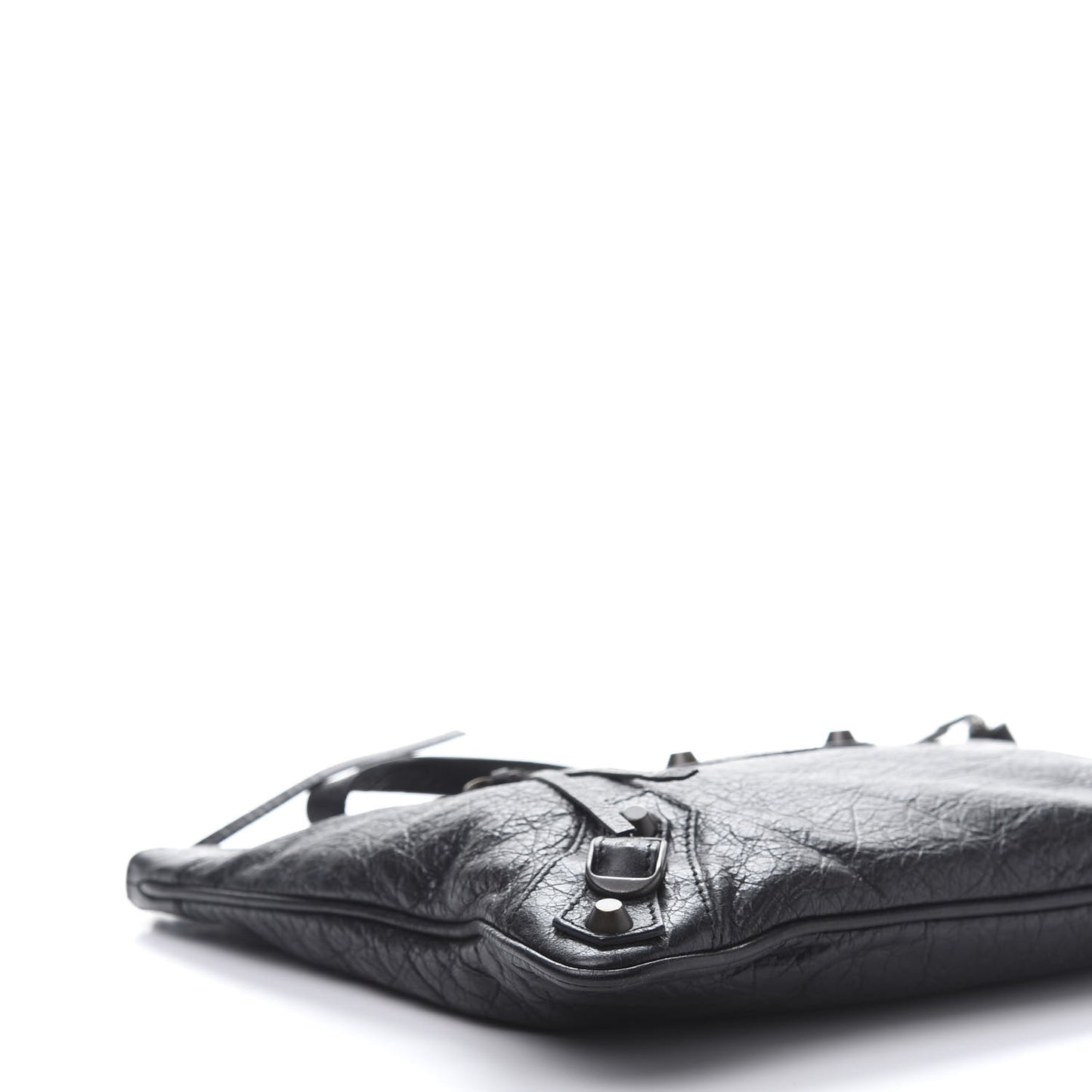 Agneau Classic Hardware Flat Handle Clutch Black