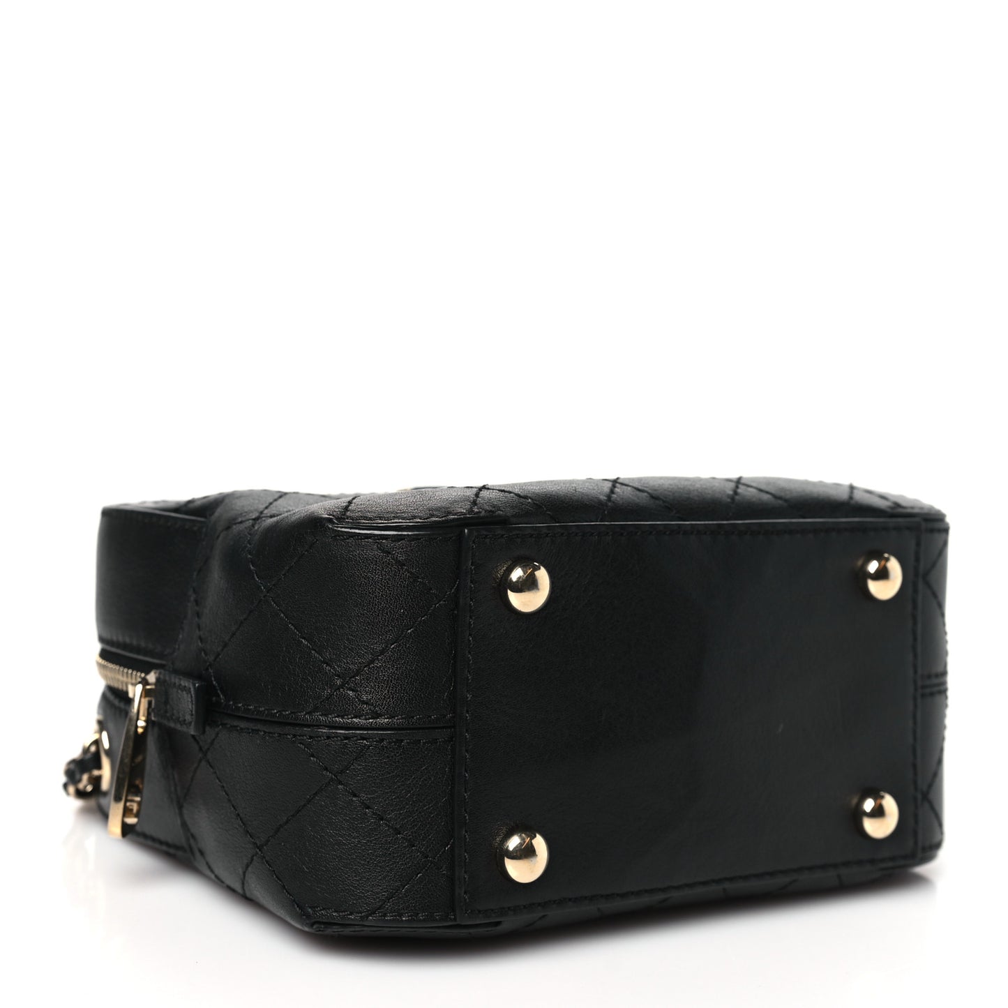 Calfskin Stitched Covered CC Camera Case Bag Black