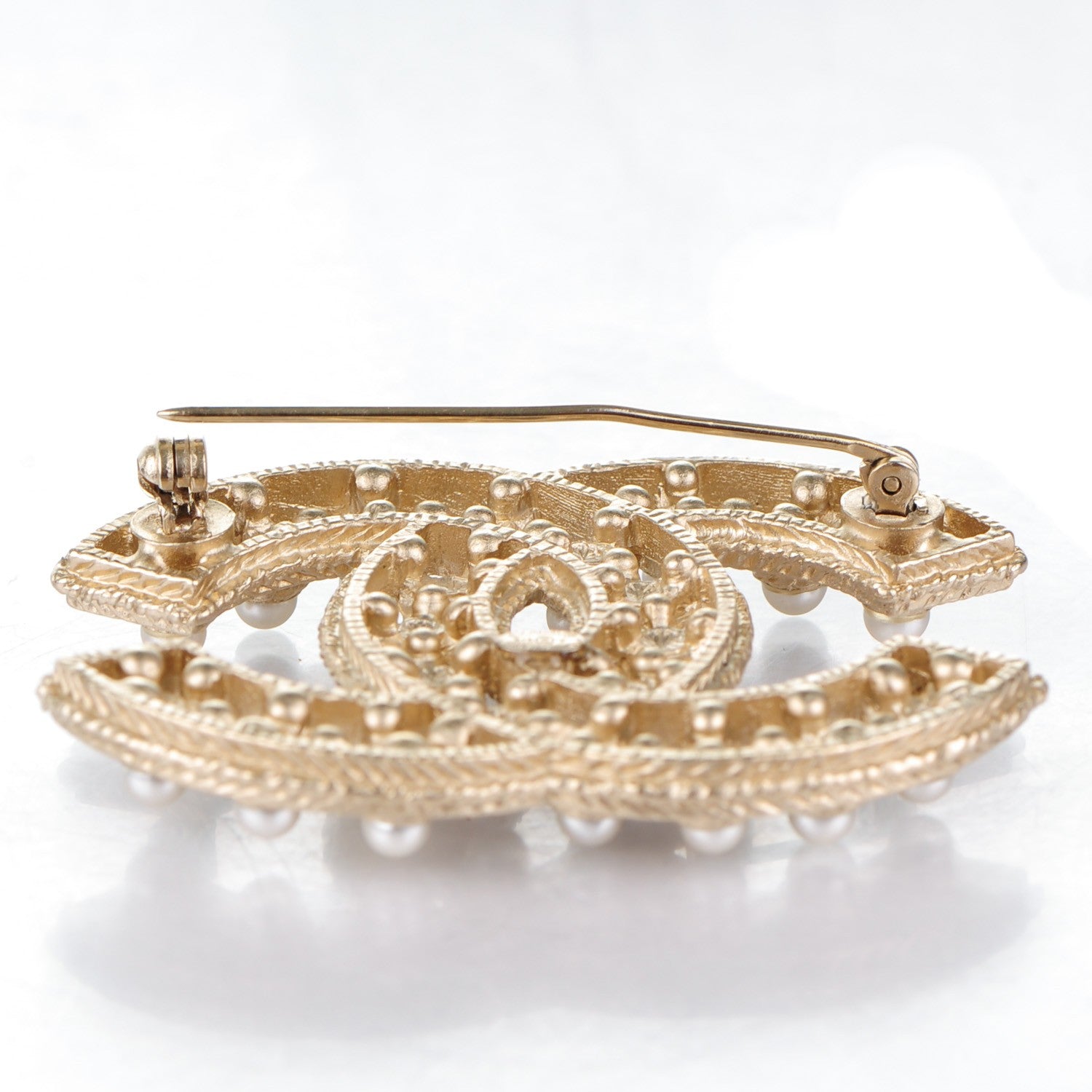 Chanel Pearl CC Brooch Gold 4 of 6