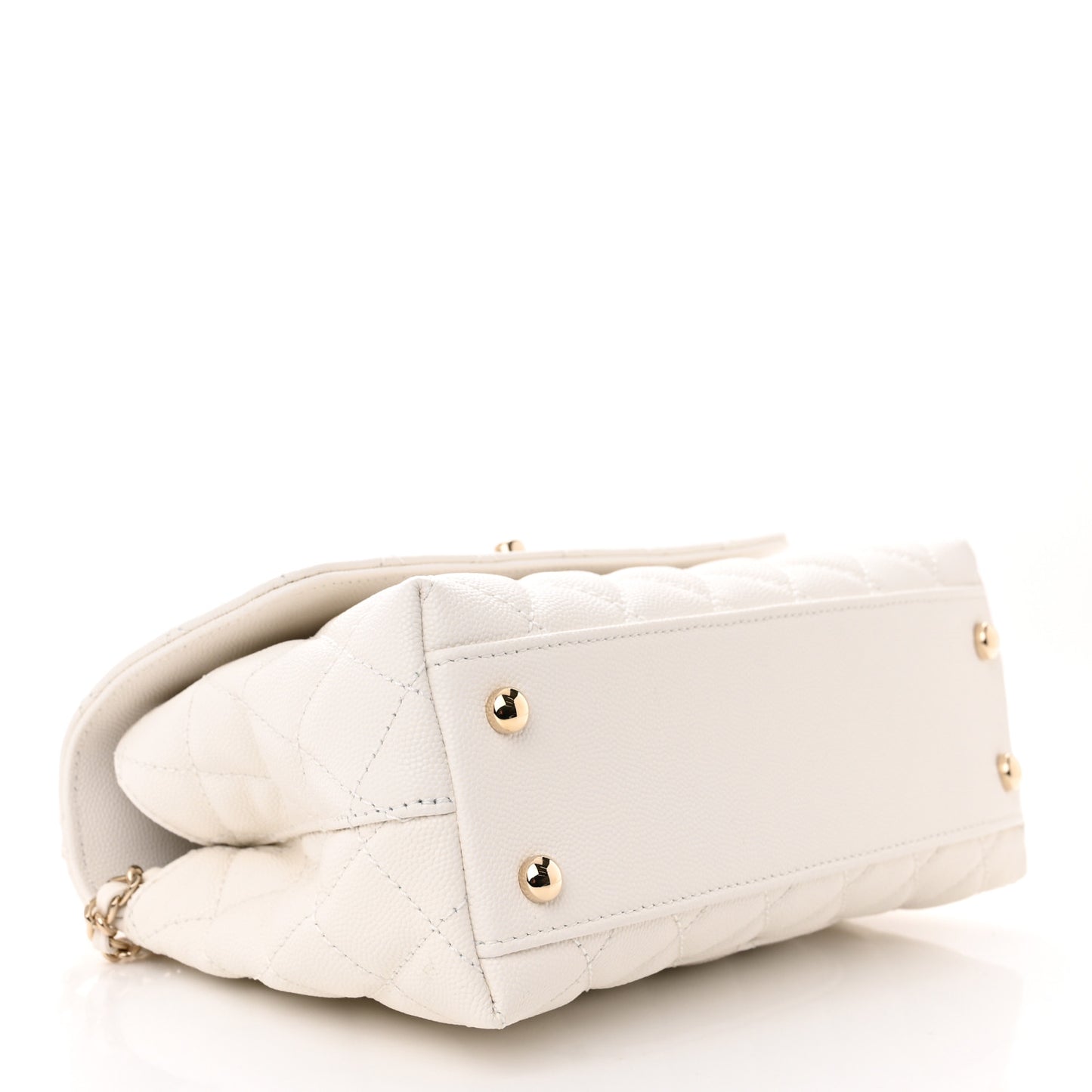 Caviar Quilted Mini Coco Chain Handle Flap White