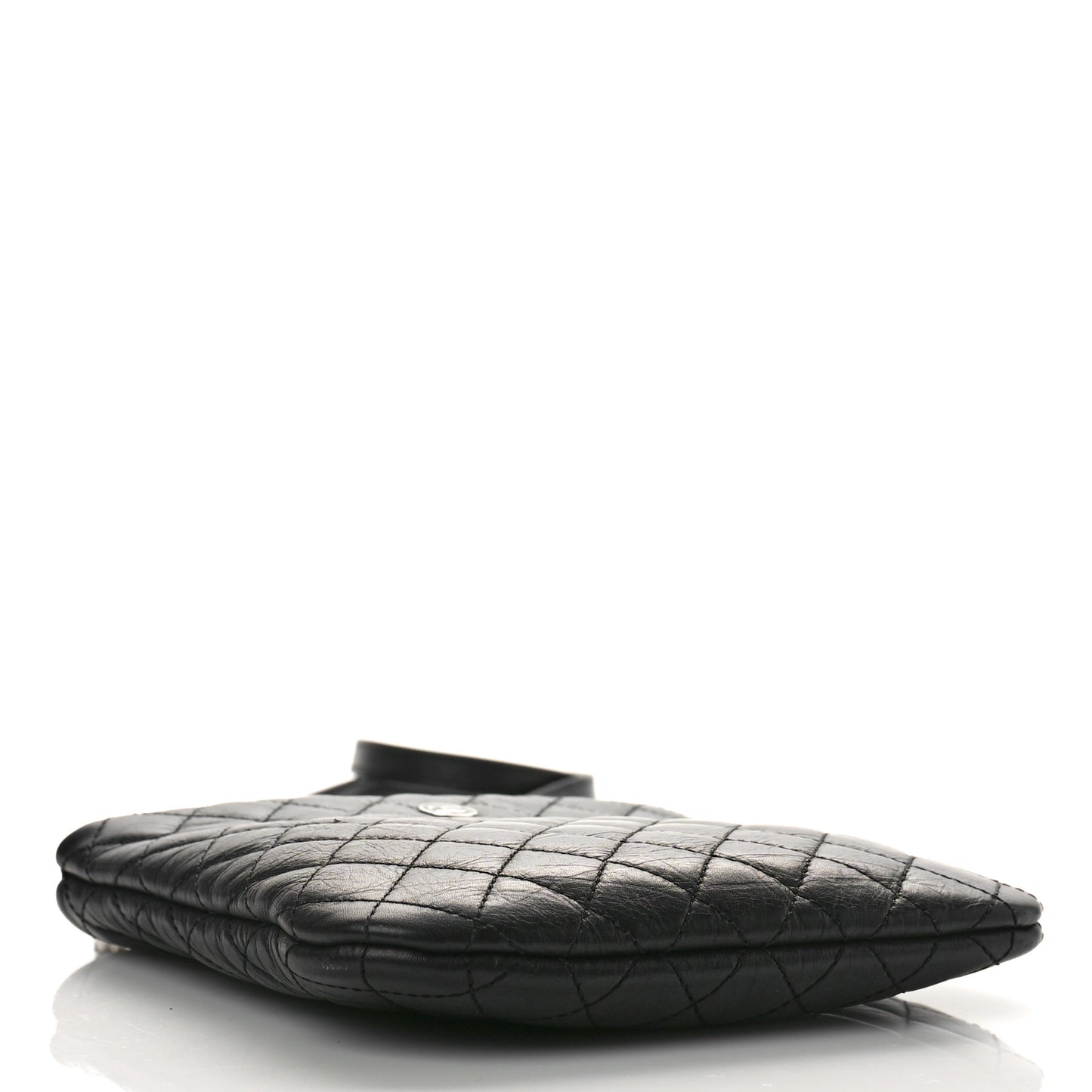 Aged Calfskin Quilted Crossbody Bag Black