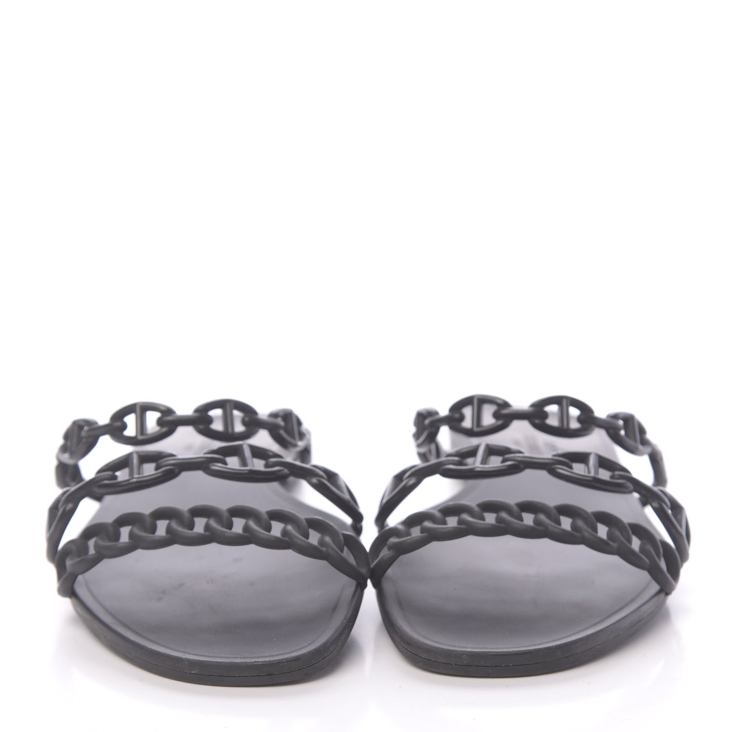 Hermes Rubber Chaine d'Ancre Rivage Sandals 38 Black 2 of 7