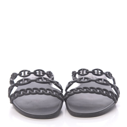 Hermes Rubber Chaine d'Ancre Rivage Sandals 38 Black 2 of 7