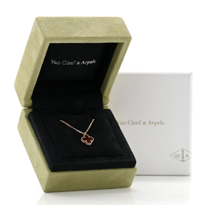 Van Cleef & Arpels 18K Rose Gold Carnelian Sweet Alhambra Pendant Necklace 7 of 7