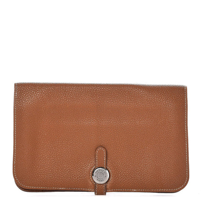 Hermes Taurillon Clemence Dogon Duo Wallet Gold 1 of 12