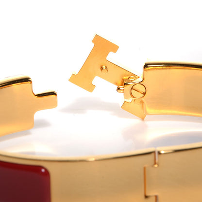 Hermes Enamel Clic Clac H Bracelet Narrow PM China Red 5 of 7