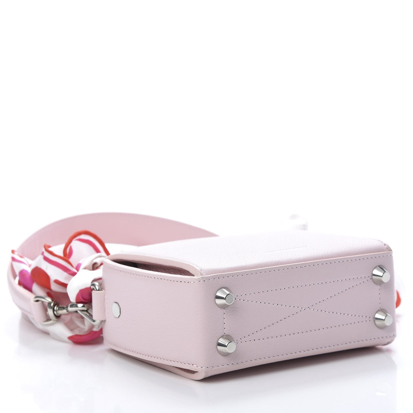 Calfskin Silk Scarf Box Shoulder Bag 16 Baby Pink Ivory