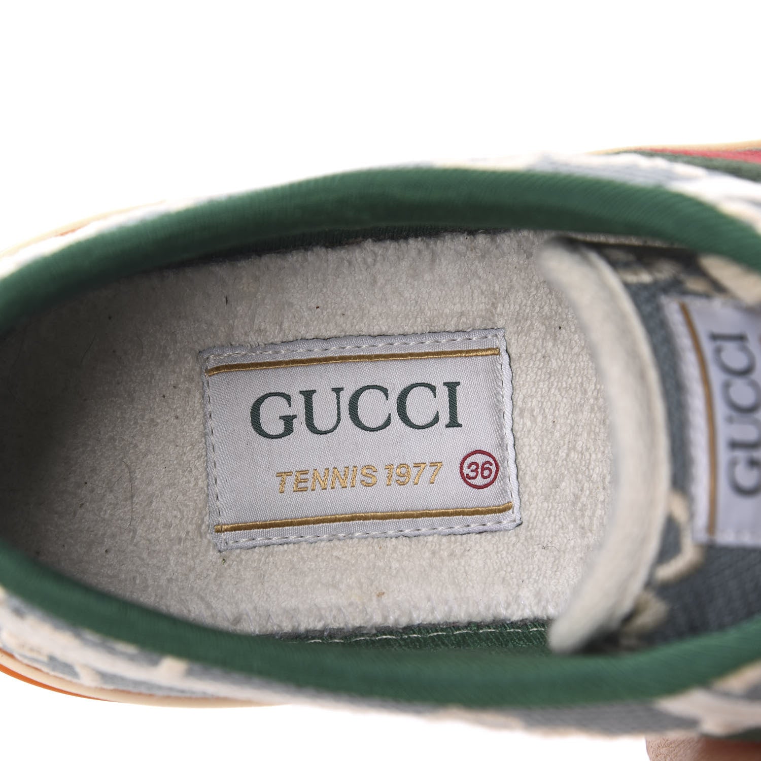 Gucci Cotton GG Monogram Web Womens 1977 Tennis Sneakers 36 Philod Ivory Mystic White 7 of 8