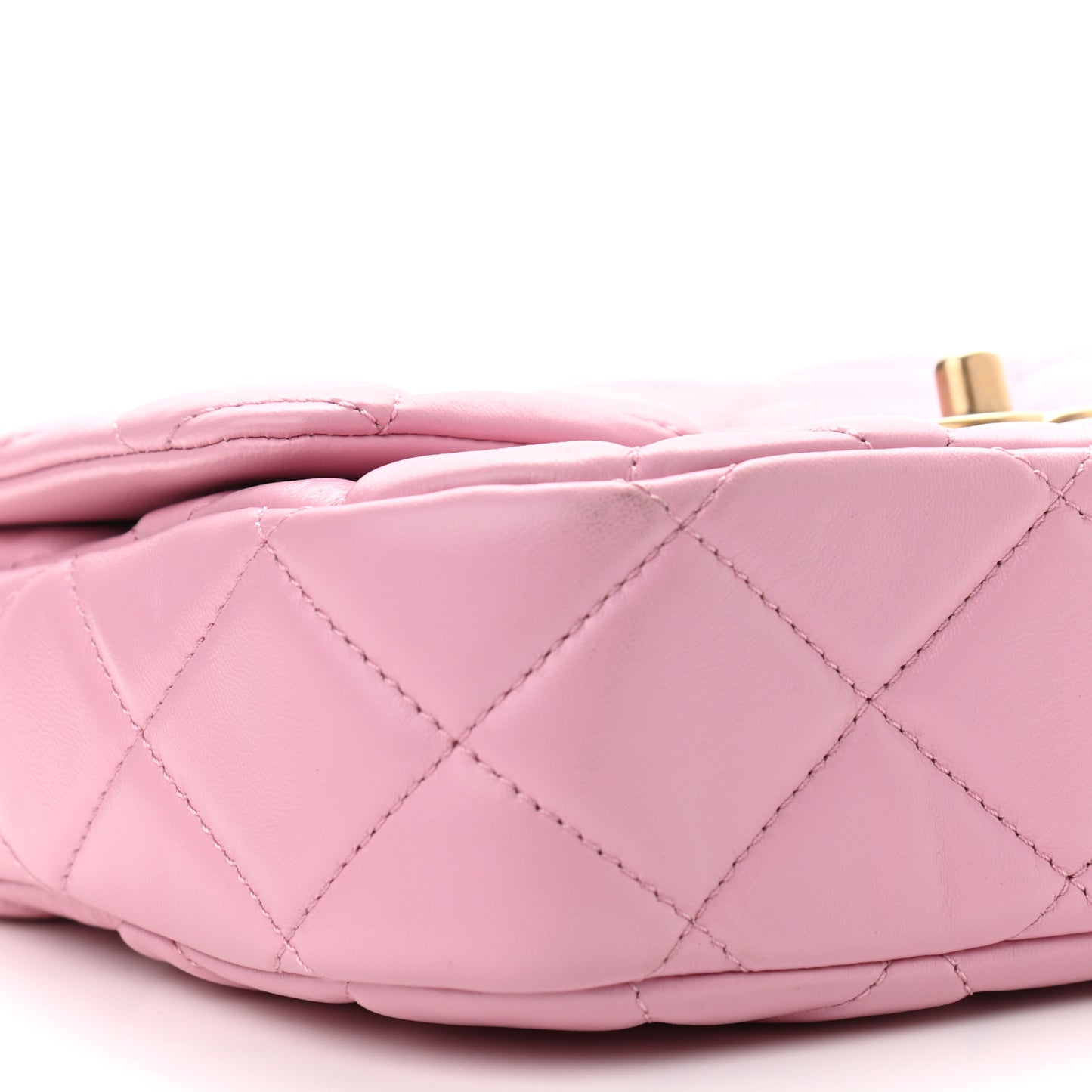 Lambskin Quilted Small Lacquered Chain Flap Pink