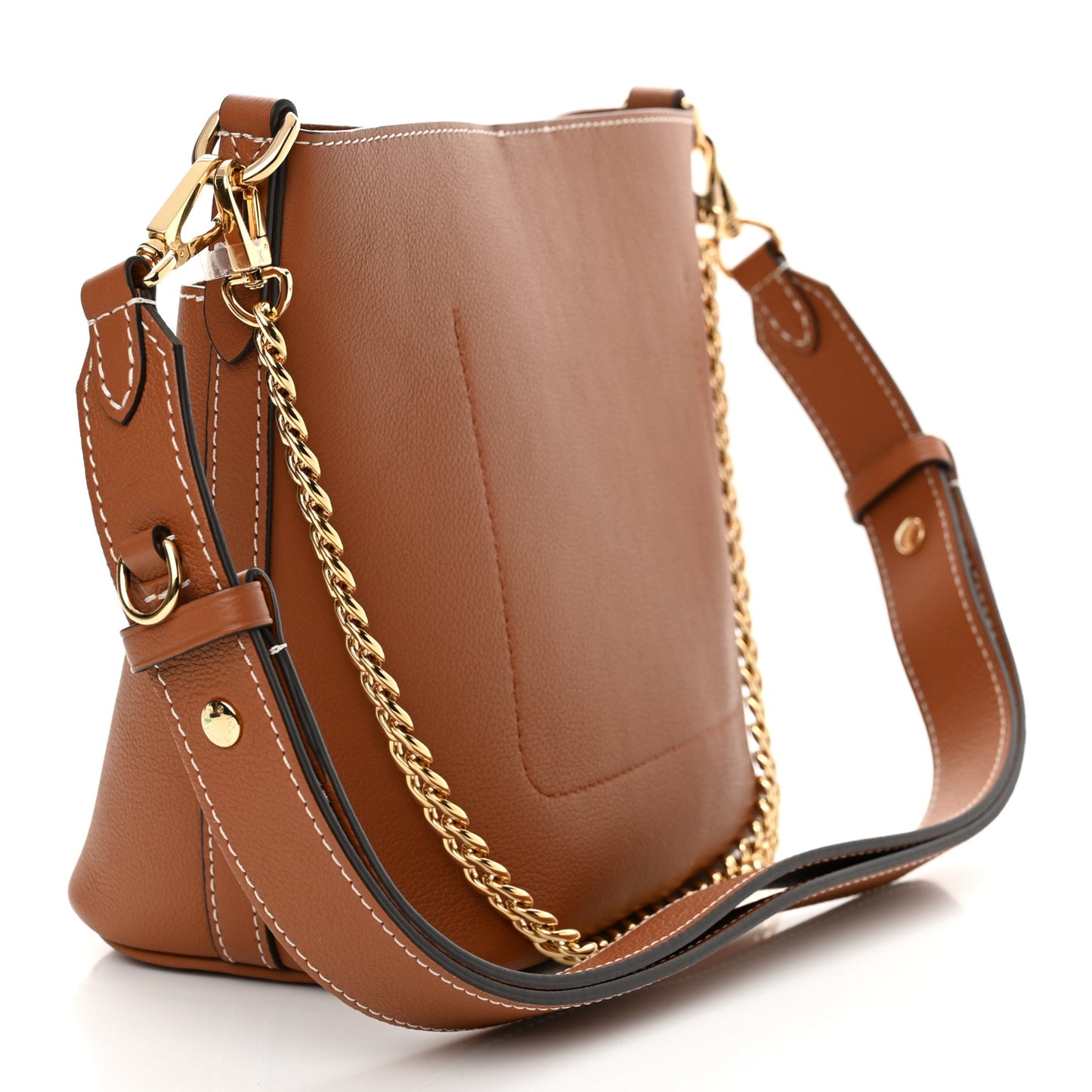 Calfskin Lock and Walk Bucket Cognac