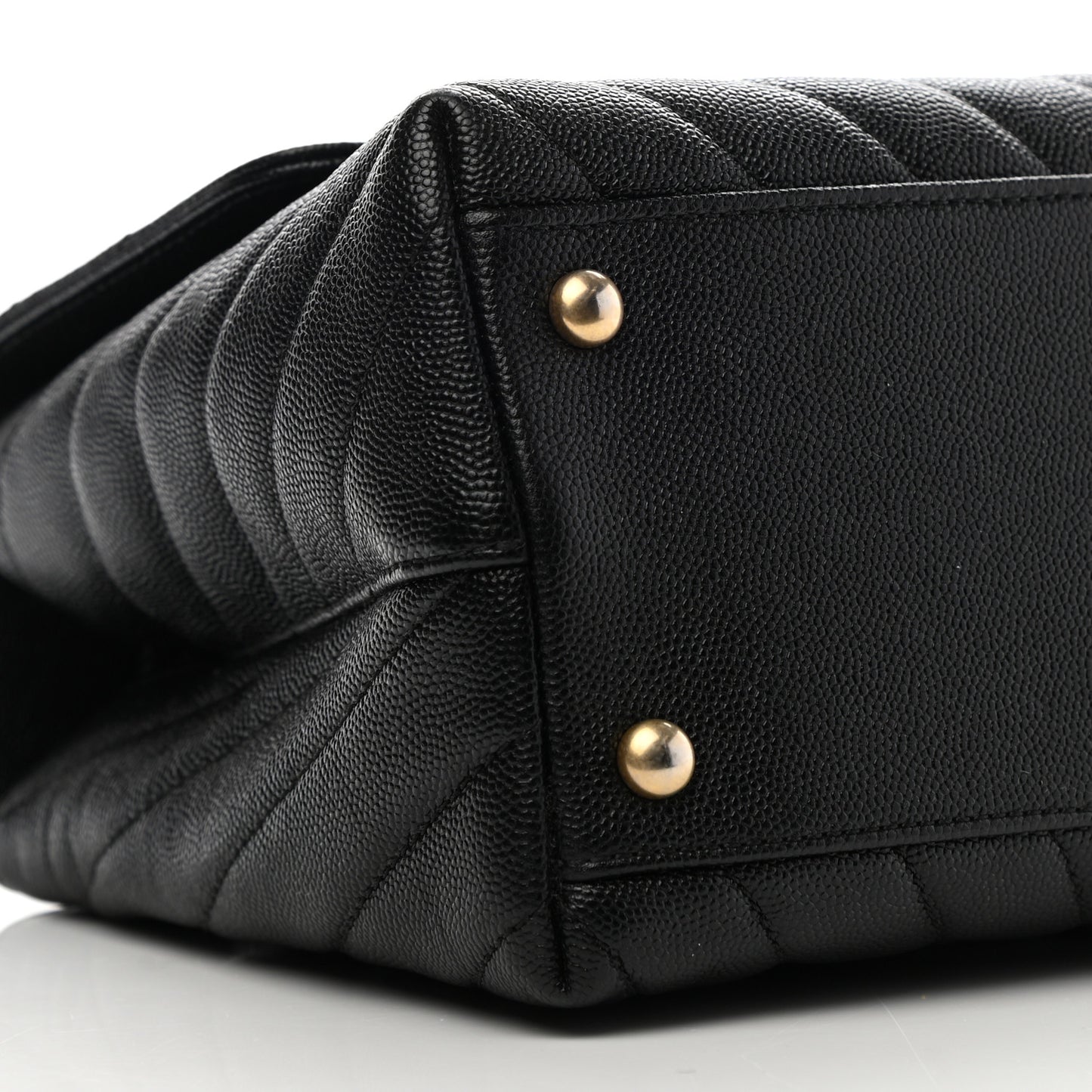 Caviar Chevron Quilted Small Coco Handle Flap Black