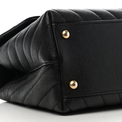 Chanel Caviar Chevron Quilted Small Coco Handle Flap Black 8 of 10