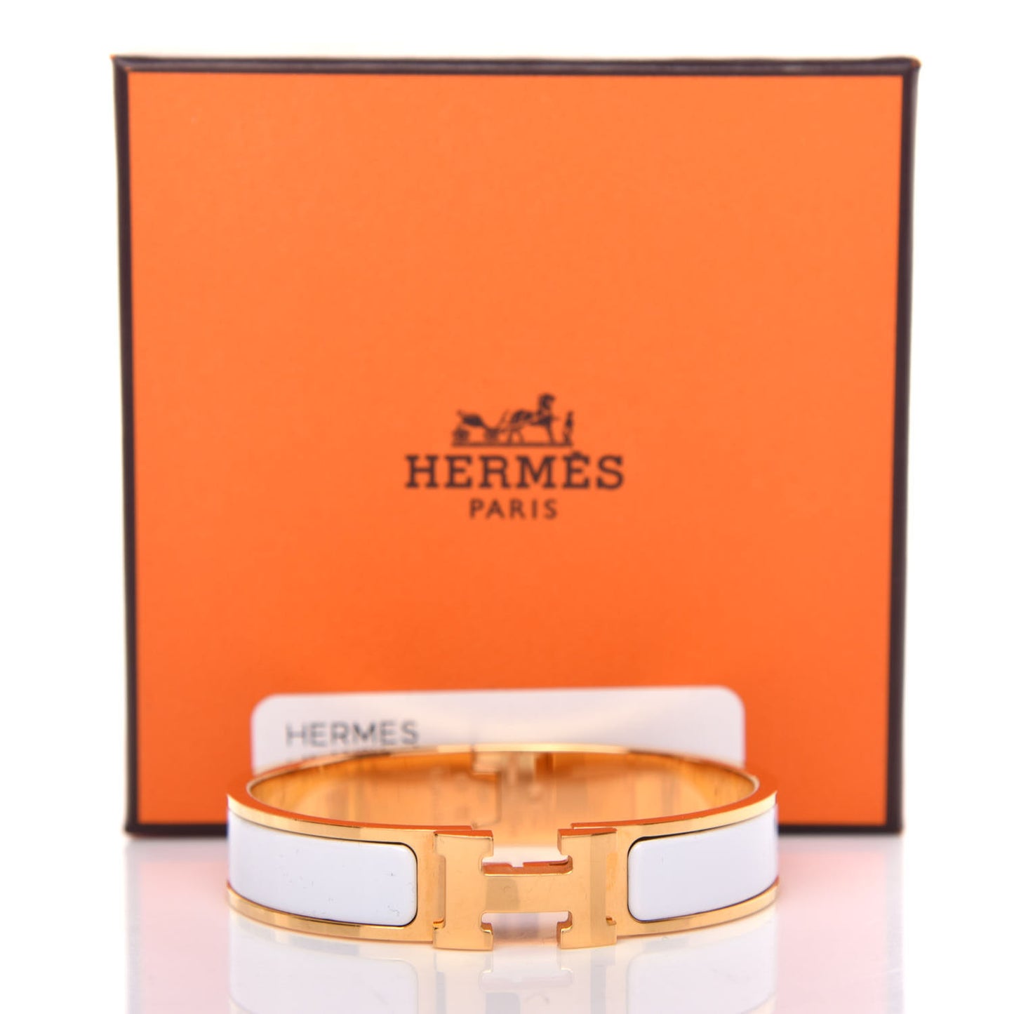 Enamel Narrow Clic Clac H Bracelet PM White