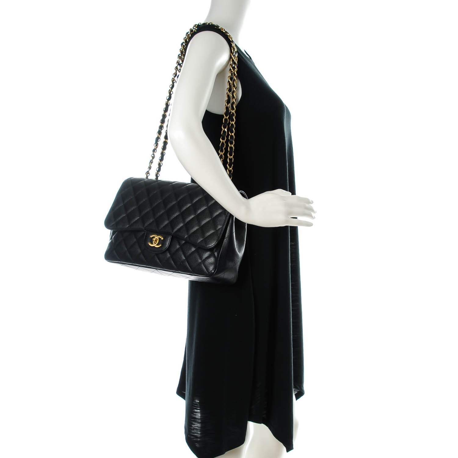 Chanel Caviar Quilted Jumbo Single Flap Black 2 of 8