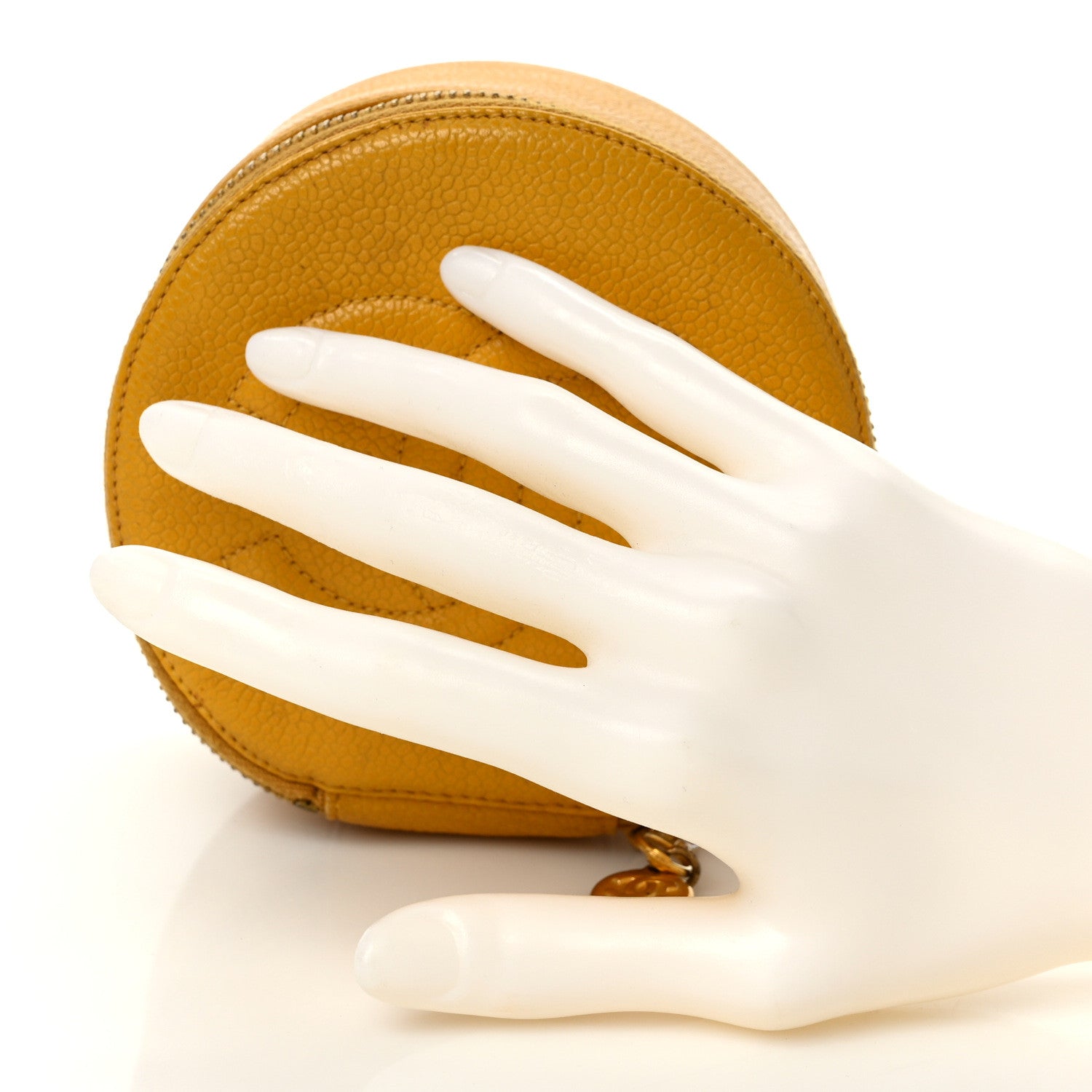 Chanel Caviar Round Jewelry Travel Case Yellow 2 of 6