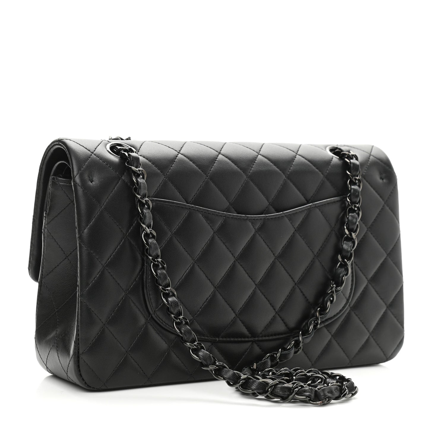 Lambskin Quilted Medium Double Flap So Black
