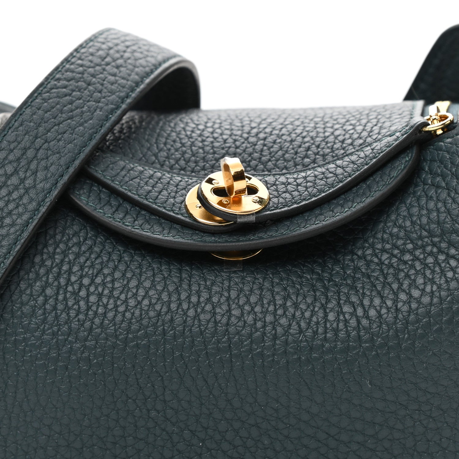 Hermes Taurillon Clemence Mini Lindy 20 Vert Cypress 8 of 11