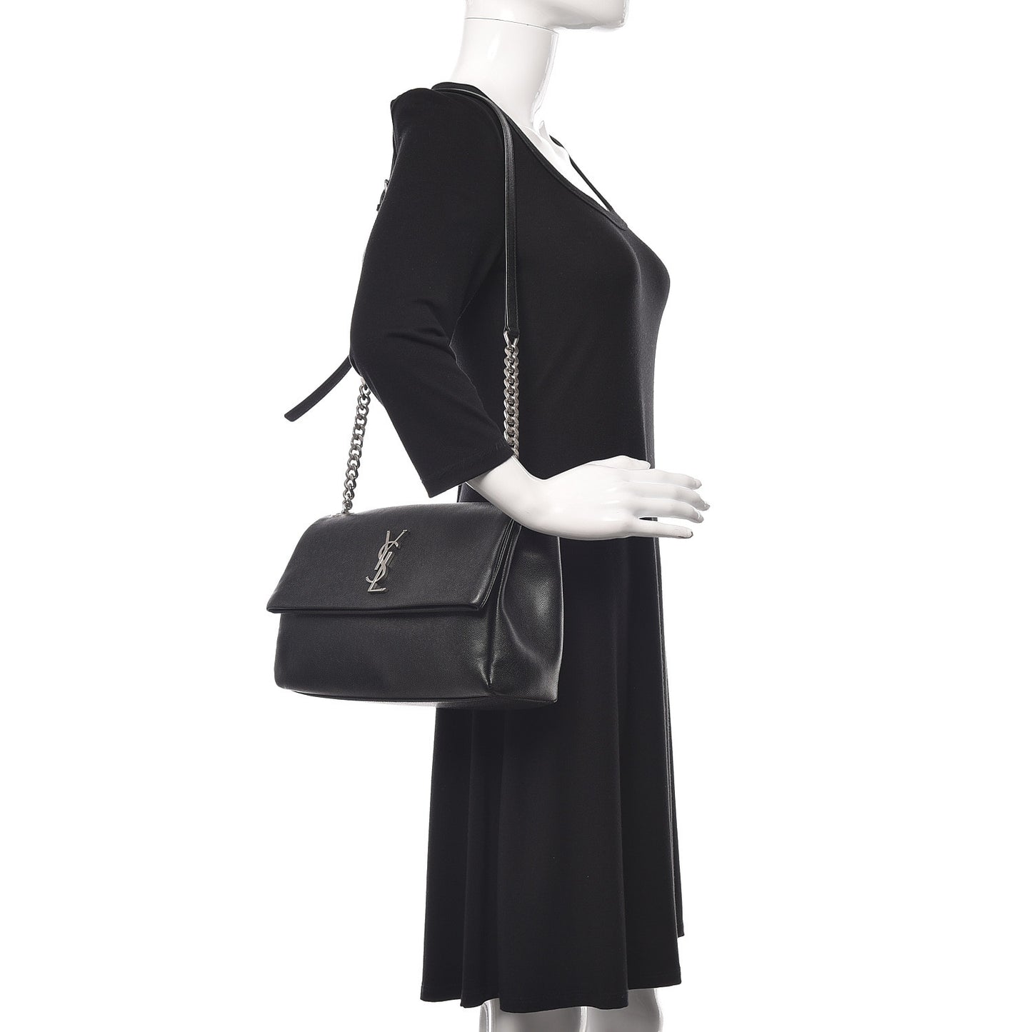 Grain De Poudre Medium West Hollywood Monogram Fold-Over Black