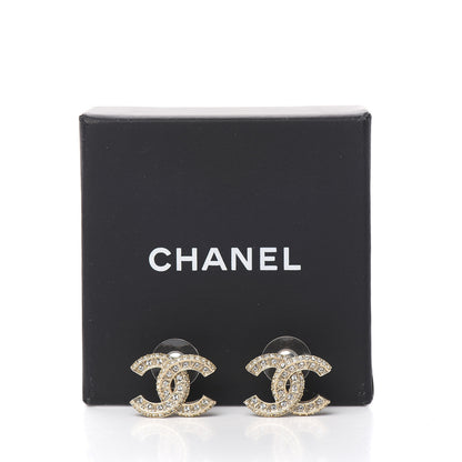 Chanel Crystal Textured CC Earrings Gold 5 of 5