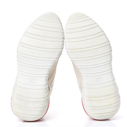 Fendi X FILA Vitello Mania Painted Womens Chunky Sneakers 38 Ice White Caipiroska Blueberry 5 of 8