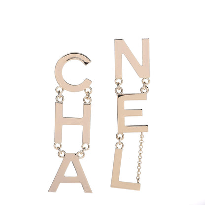 Chanel Metal Cha-Nel Logo Drop Earrings Gold 1 of 5