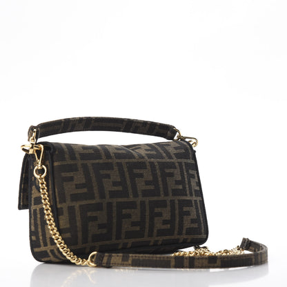Fendi Fabric Jacquard FF 1974 Mini Baguette Tobacco Moro Black 4 of 12