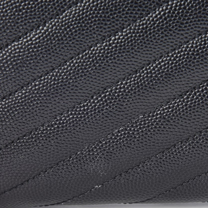Saint Laurent Grain De Poudre Matelasse Chevron Monogram Flap Wallet Black 8 of 8