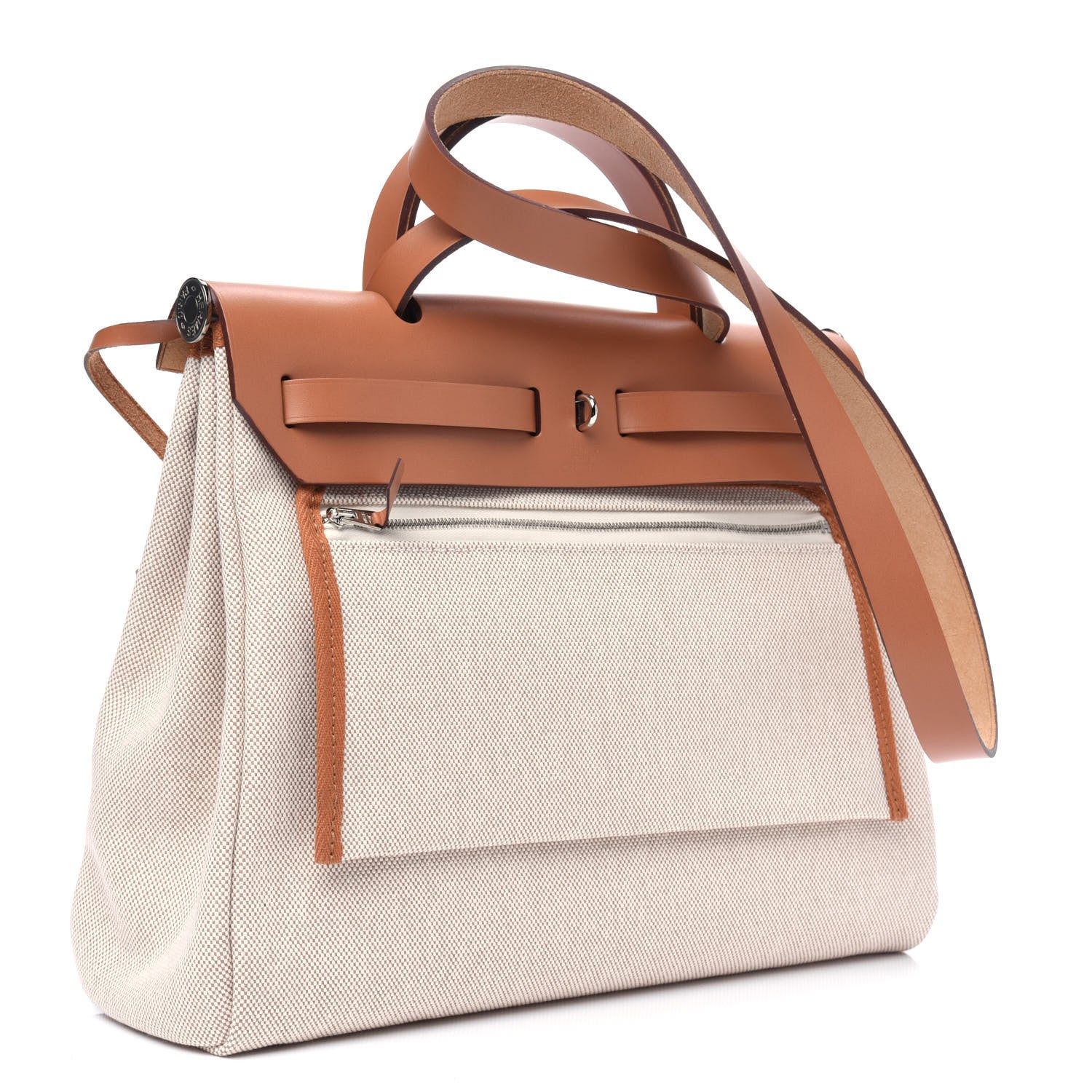 Hermes Vache Hunter Toile Pegase Pop Herbag Zip Retourne 31 PM Capucine Ecru 5 of 13