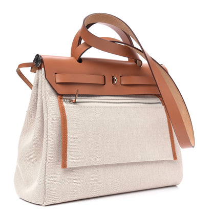 Hermes Vache Hunter Toile Pegase Pop Herbag Zip Retourne 31 PM Capucine Ecru 5 of 13