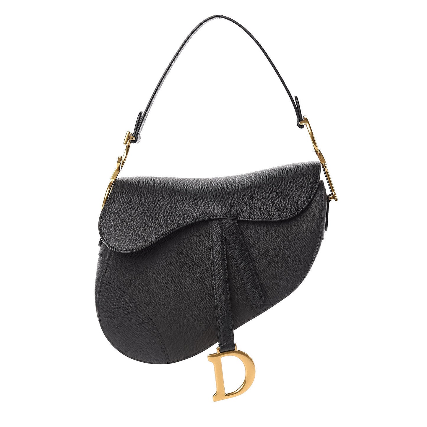 Grained Calfskin Saddle Bag Black