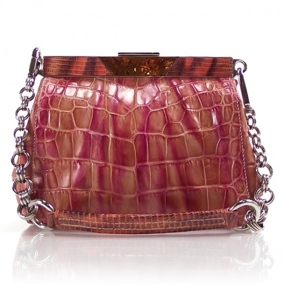 Crocodile Embossed Frame Pink Orange
