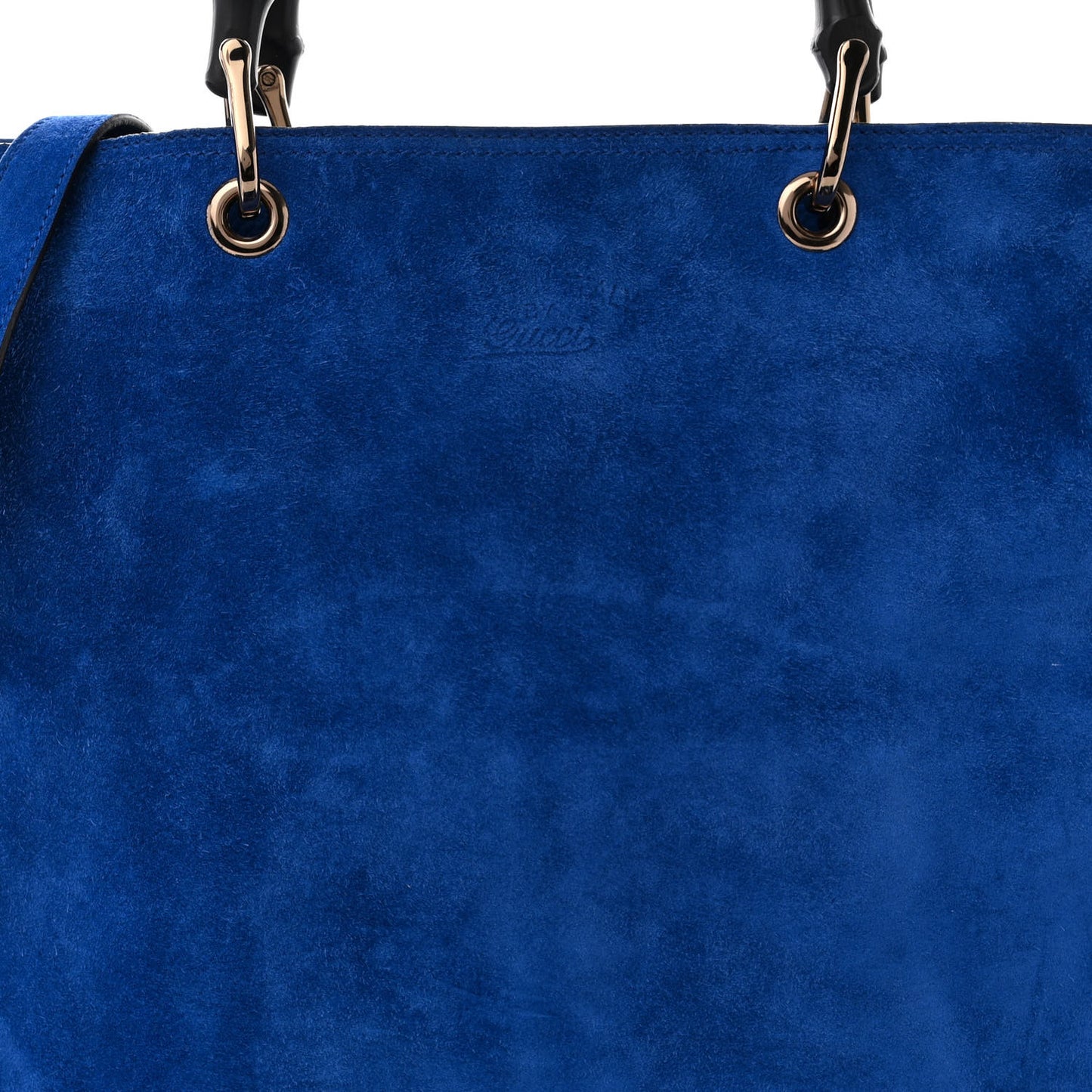 Suede Bamboo Fringe Small Shopper Tote Blue