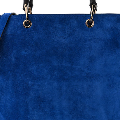 Gucci Suede Bamboo Fringe Small Shopper Tote Blue 8 of 12