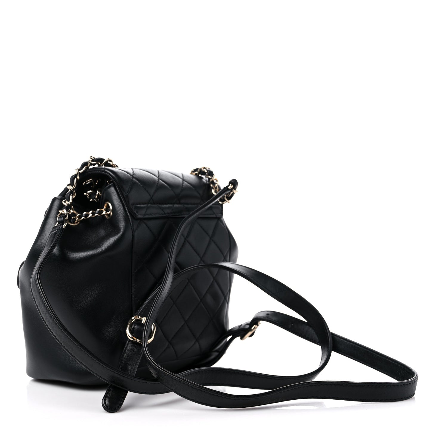Lambskin Quilted Small Duma Drawstring Backpack Black