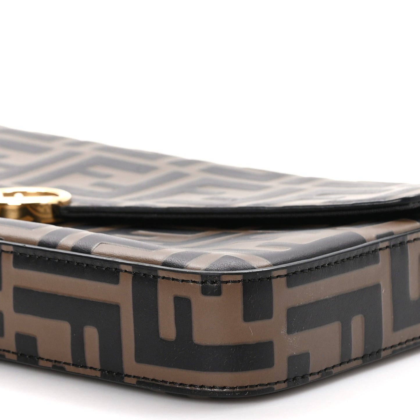Vitello Soft F is Fendi Bi-Color FF 1974 Embossed Envelope Wallet On Chain with Pouches Maya Black