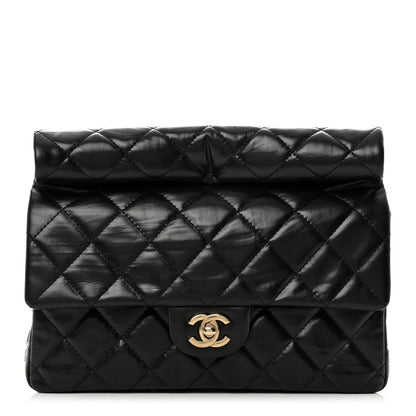Chanel Crumpled Calfskin Quilted Clutch Black 1 of 7