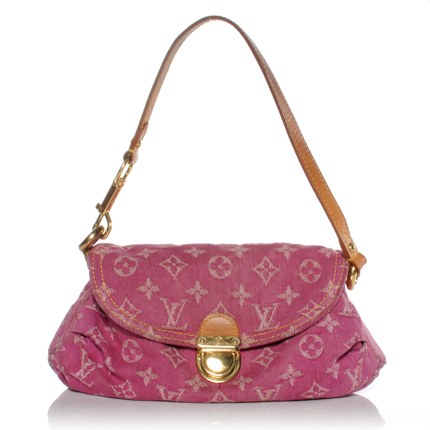 Monogram Denim Mini Pleaty Fuchsia
