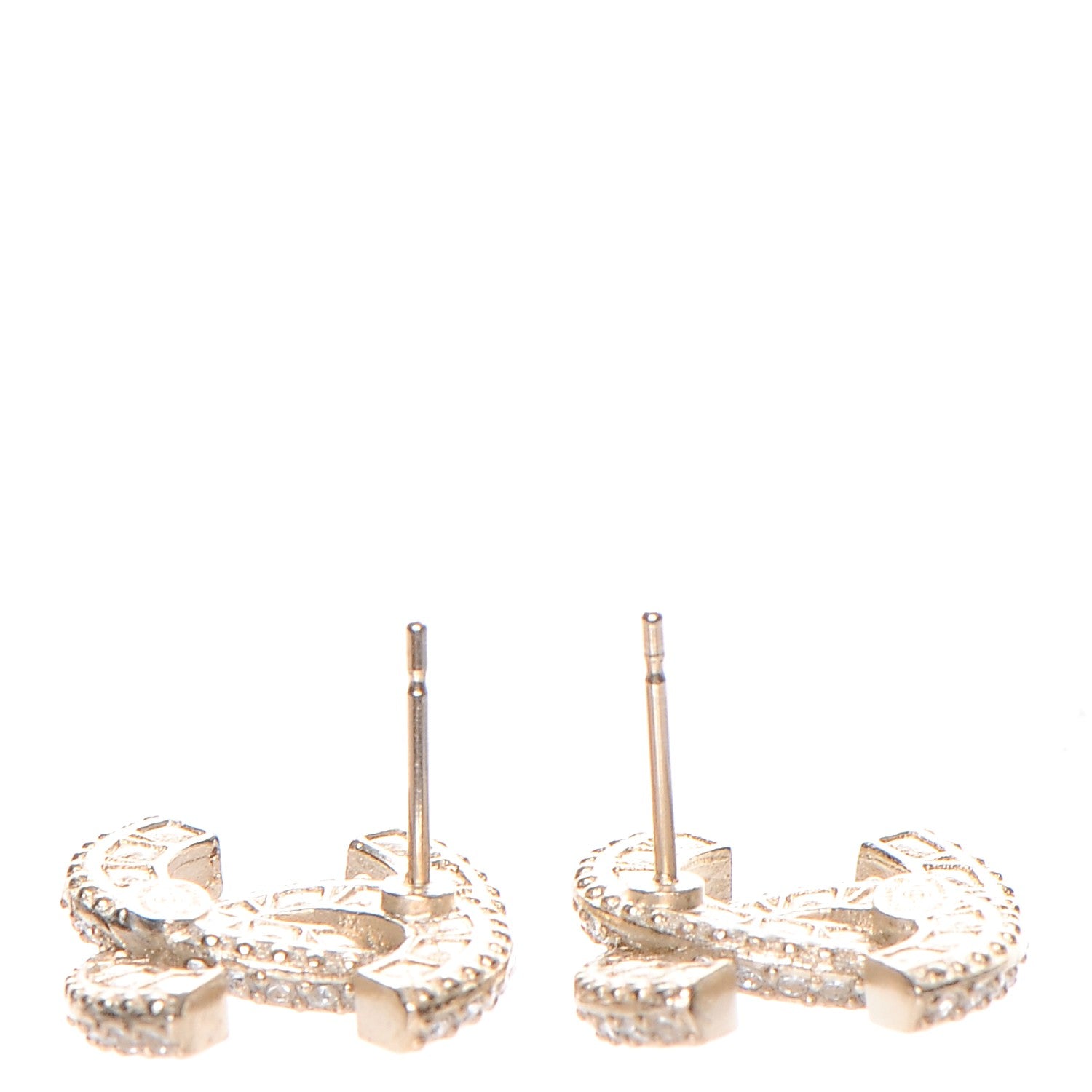 Chanel Crystal CC Earrings Gold 3 of 6