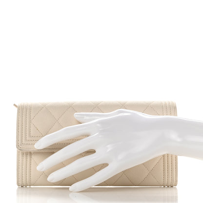 Chanel Caviar Quilted Large Boy Gusset Flap Wallet White 2 of 15
