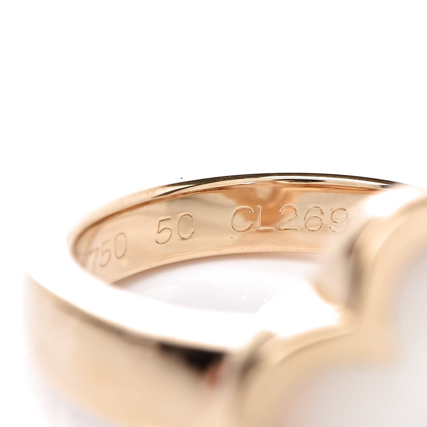 18K Yellow Gold Mother of Pearl Pure Alhambra Ring 50 5.25