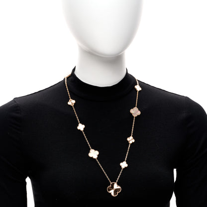 Van Cleef & Arpels 18K Rose Gold Mother of Pearl 15 Motifs Magic Alhambra Transformable Long Necklace 2 of 7