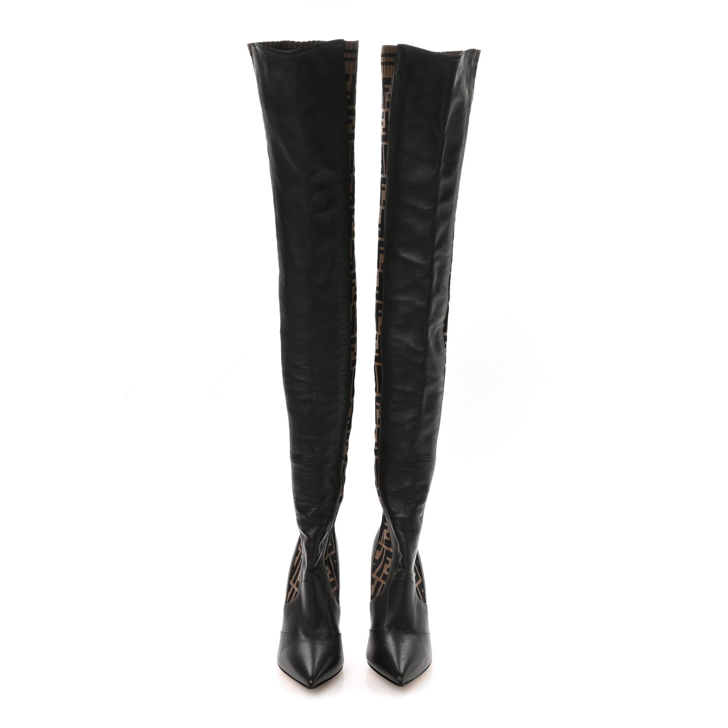 Nappa Microfiber Fabric FF Rockoko Thigh High Boots 38 Ebano Tobacco Black