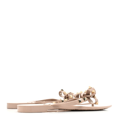 Valentino Garavani PVC Jelly Rockstud Bow Thong Sandals 37 Poudre 4 of 9