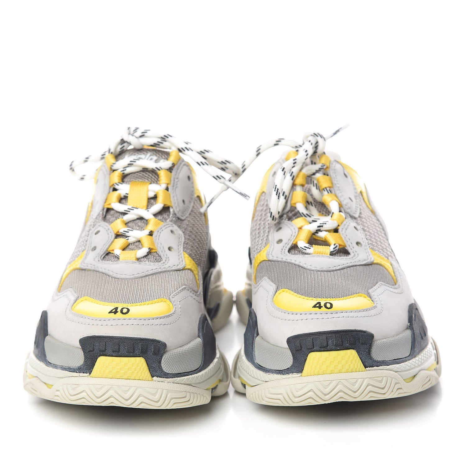 Fabric Mesh Womens Triple S Sneakers 40 Yellow Grey White